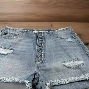 Emma‎ KanCan Low Rise Button Fly Denim light wash distressed size large